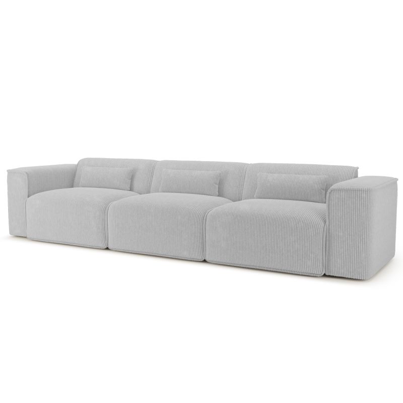 Canapé droit fixe NUNA 4/5 places velours côtelé gris