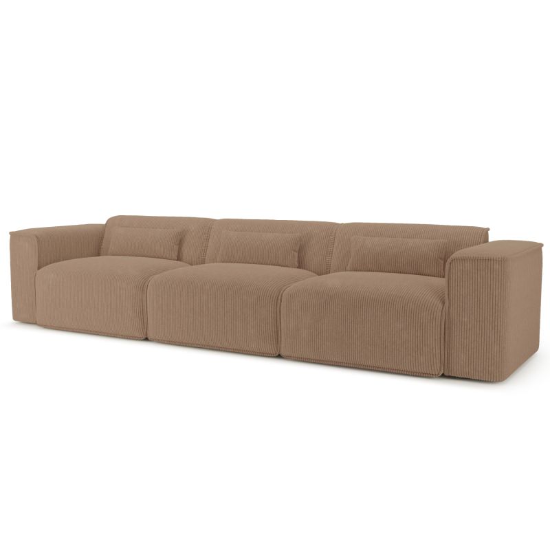 Canapé droit fixe NUNA 4/5 places velours côtelé marron