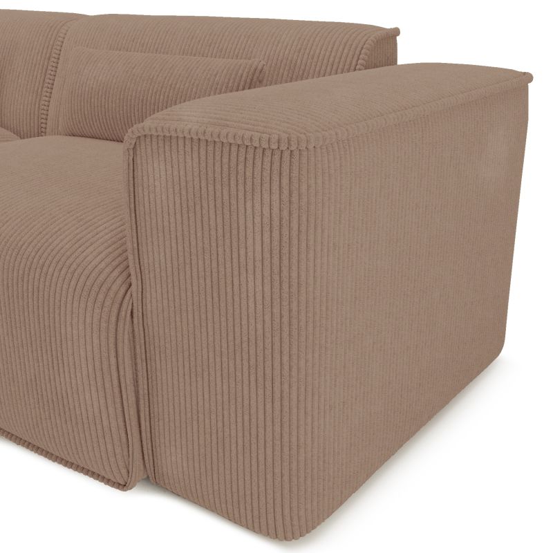 Canapé droit fixe NUNA 4/5 places velours côtelé marron