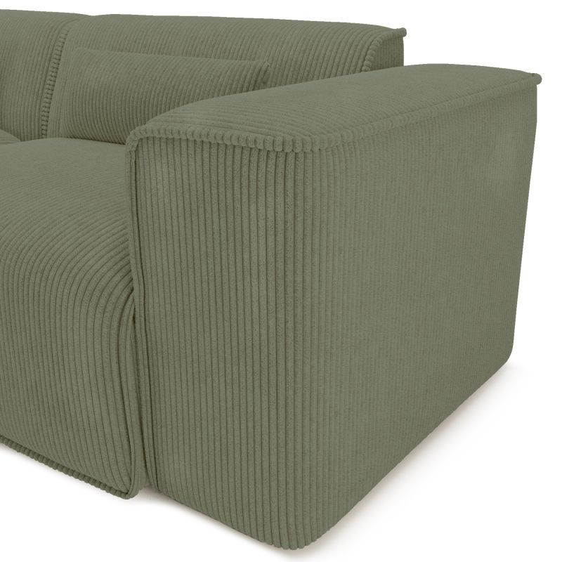 Canapé droit fixe NUNA 4/5 places velours côtelé vert
