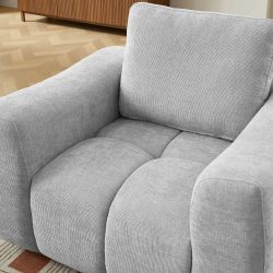 Ensemble canapés droits fixes 3+2 places + fauteuil 1 place KEREA tissu chenille gris