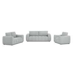Ensemble canapés droits fixes 3+2 places + fauteuil 1 place KEREA tissu chenille gris