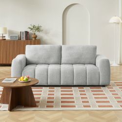 Ensemble canapés droits fixes 3+2 places + fauteuil 1 place KEREA tissu chenille gris