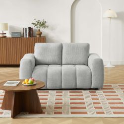 Ensemble canapés droits fixes 3+2 places KEREA tissu chenille gris