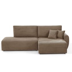 Canapé d'angle droit ouvert convertible DANILO 4 places velours côtelé taupe
