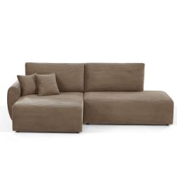Canapé d'angle gauche ouvert convertible DANILO 4 places velours côtelé taupe