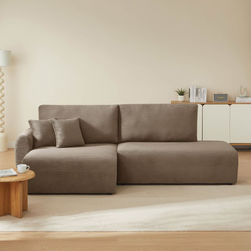 Canapé d'angle gauche ouvert convertible DANILO 4 places velours côtelé taupe