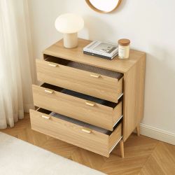 Ensemble commode et 2 tables de chevet JEANNE effet chêne