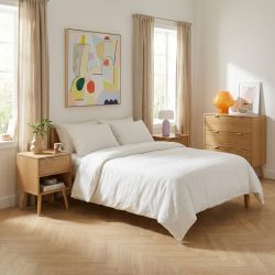 Ensemble commode et 2 tables de chevet JEANNE effet chêne