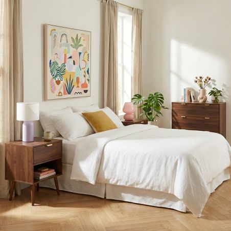 Ensemble commode et 2 tables de chevet JEANNE effet noyer