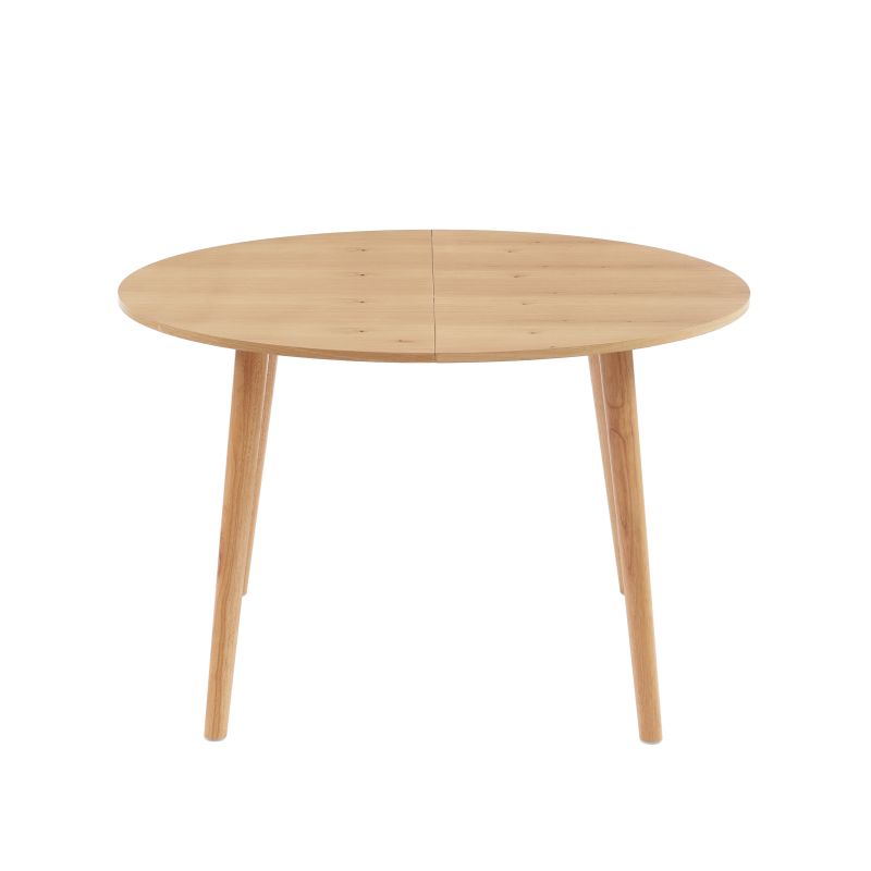 Ensemble repas table extensible ORACLE placage chêne et lot de 4 chaises ELLA velours côtelé écru et cannage