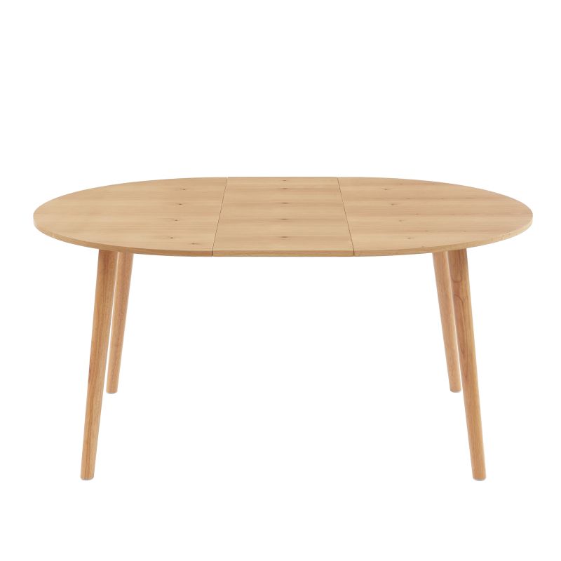 Ensemble repas table extensible ORACLE placage chêne et lot de 4 chaises ELLA velours côtelé terracotta et cannage