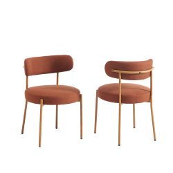 Ensemble repas table extensible ORACLE placage chêne et lot de 2 chaises NOA tissu terracotta