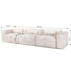 Canapé droit fixe NUNA 4/5 places tissu beige