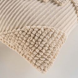 Coussin carré TRAS 45x45cm déhoussable en coton et polyester beige