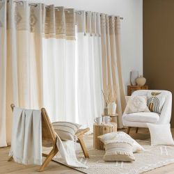 Coussin carré TRAS 45x45cm déhoussable en coton et polyester beige