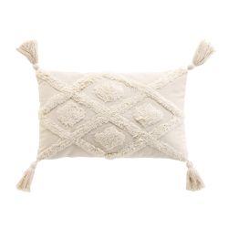 Coussin rectangulaire TEPI 30x50cm déhoussable en coton et polyester écru