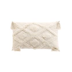 Coussin rectangulaire TEPI 30x50cm déhoussable en coton et polyester écru