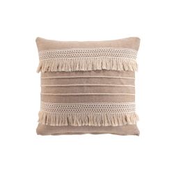 Coussin carré FIEL 45x45cm déhoussable en coton et jute beige