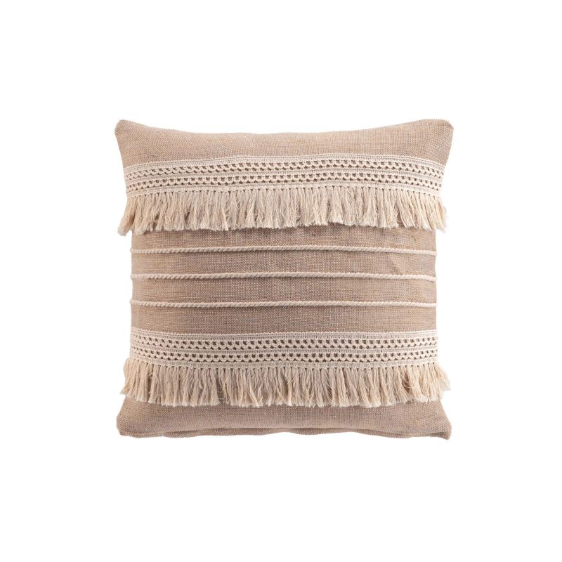 Coussin carré FIEL 45x45cm déhoussable en coton et jute beige