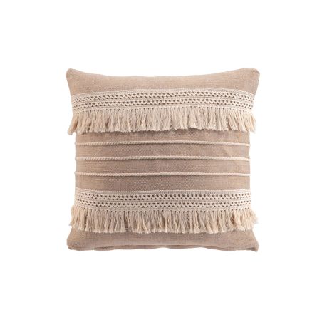 Coussin carré FIEL 45x45cm déhoussable en coton et jute beige