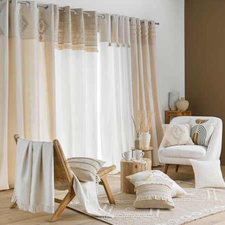 Coussin carré FIEL 45x45cm déhoussable en coton et jute beige