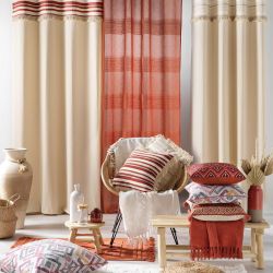 Coussin carré ESER 40x40cm déhoussable en coton tissé beige