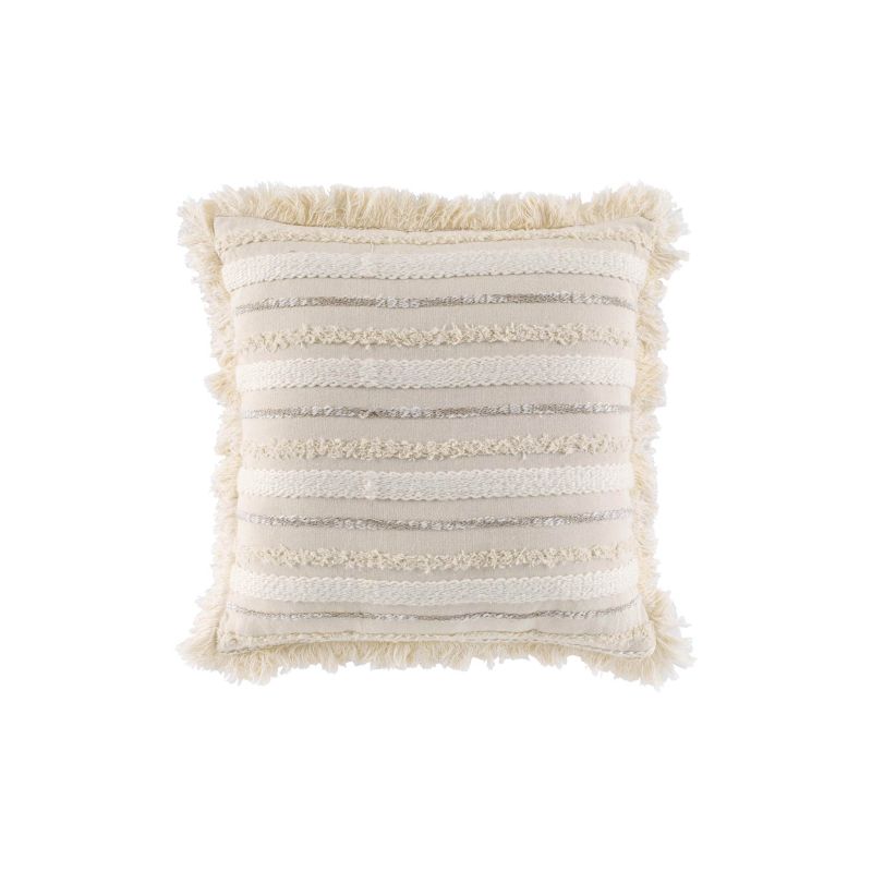 Coussin carré ESER 40x40cm déhoussable en coton tissé beige