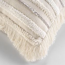 Coussin carré ESER 40x40cm déhoussable en coton tissé beige