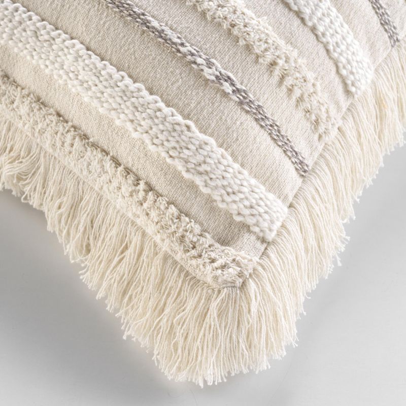 Coussin carré ESER 40x40cm déhoussable en coton tissé beige