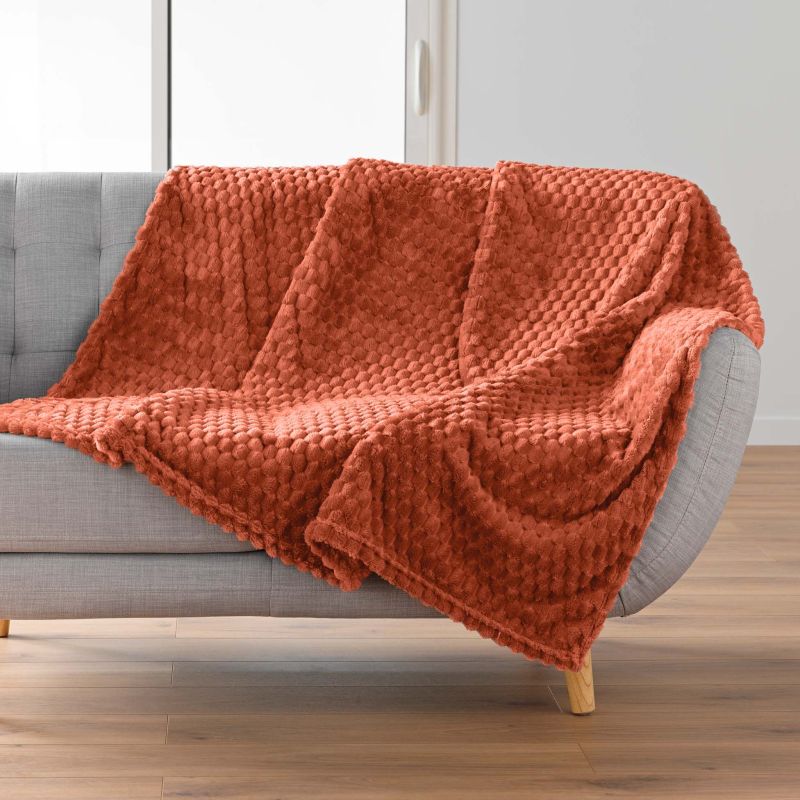 Plaid doux BOFY terracotta 125x150 cm