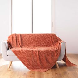 Plaid doux SAJY terracotta 180x220 cm