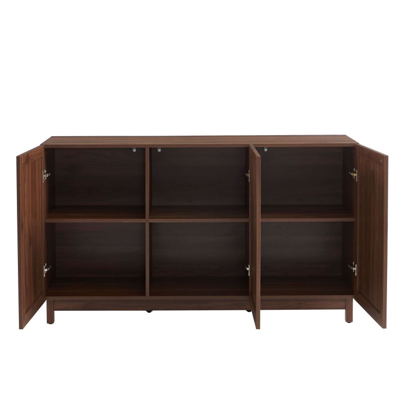 Buffet HARIA effet noyer et rotin 3 portes 140cm