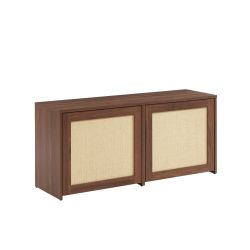 Banc à chaussures HARIA effet noyer et rotin