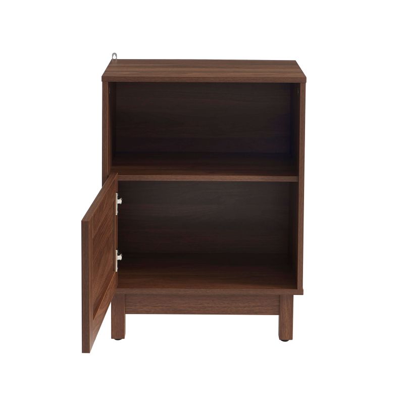 Table de chevet HARIA effet noyer et rotin