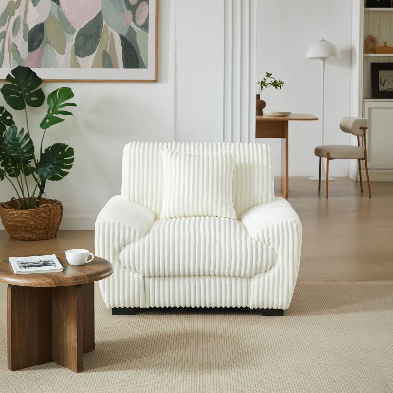 Fauteuil fixe ADEA 1 place velours côtelé beige