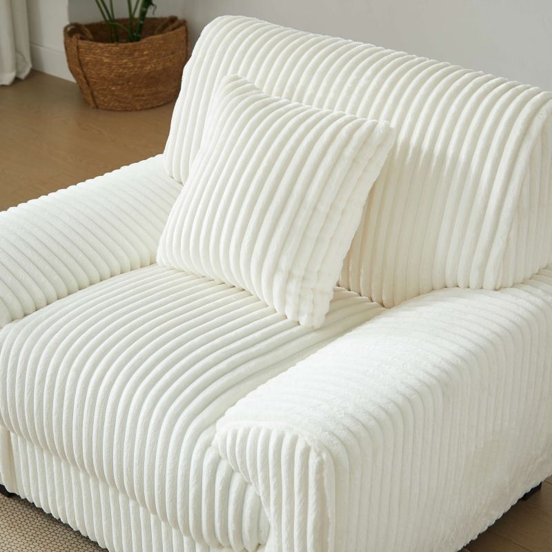 Fauteuil fixe ADEA 1 place velours côtelé beige