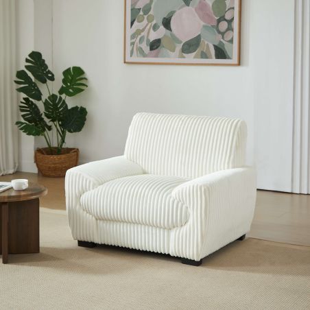 Fauteuil fixe ADEA 1 place velours côtelé beige