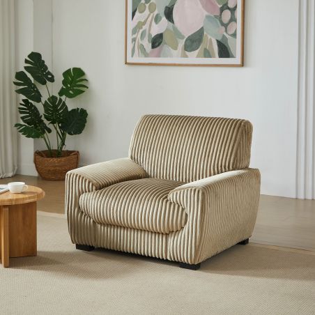 Fauteuil fixe ADEA 1 place velours côtelé marron