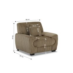 Fauteuil fixe ADEA 1 place velours côtelé marron