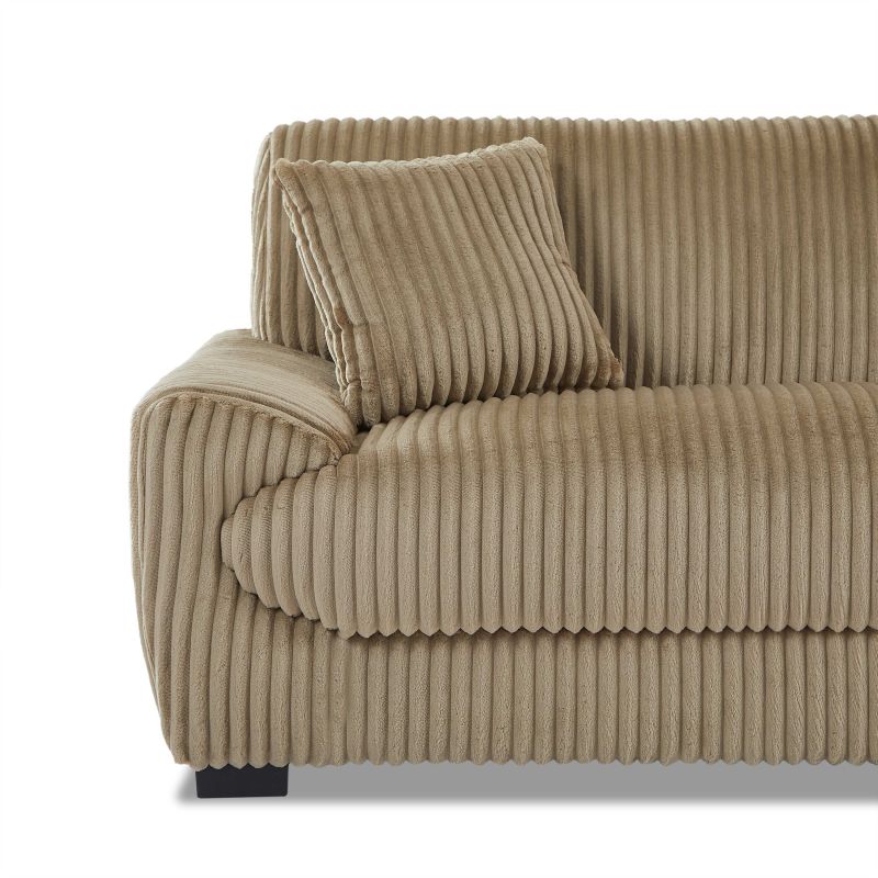 Canapé droit fixe ADEA 3 places velours côtelé marron