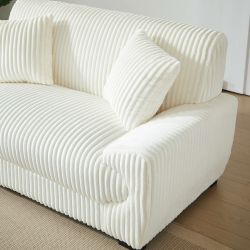 Canapé droit fixe ADEA 2 places velours côtelé beige