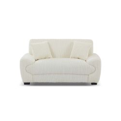 Canapé droit fixe ADEA 2 places velours côtelé beige