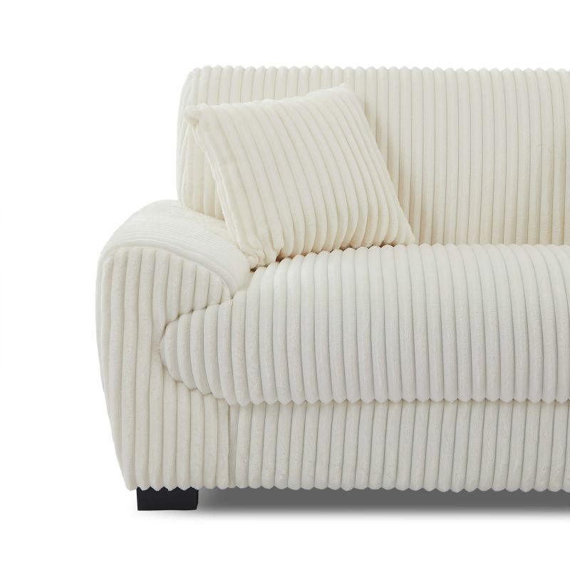 Canapé droit fixe ADEA 2 places velours côtelé beige