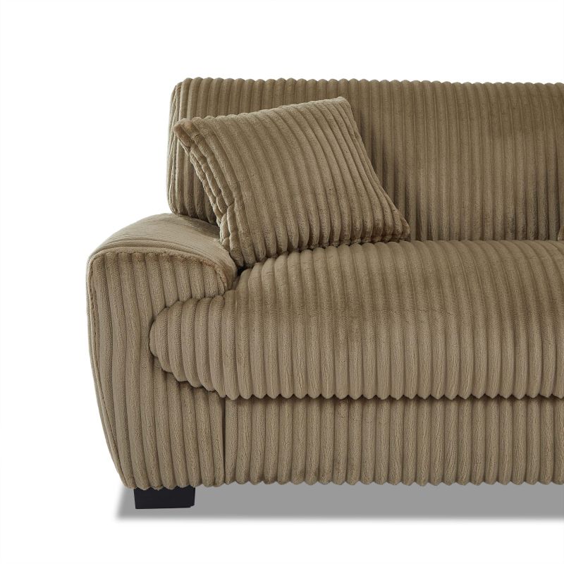 Canapé droit fixe ADEA 2 places velours côtelé marron