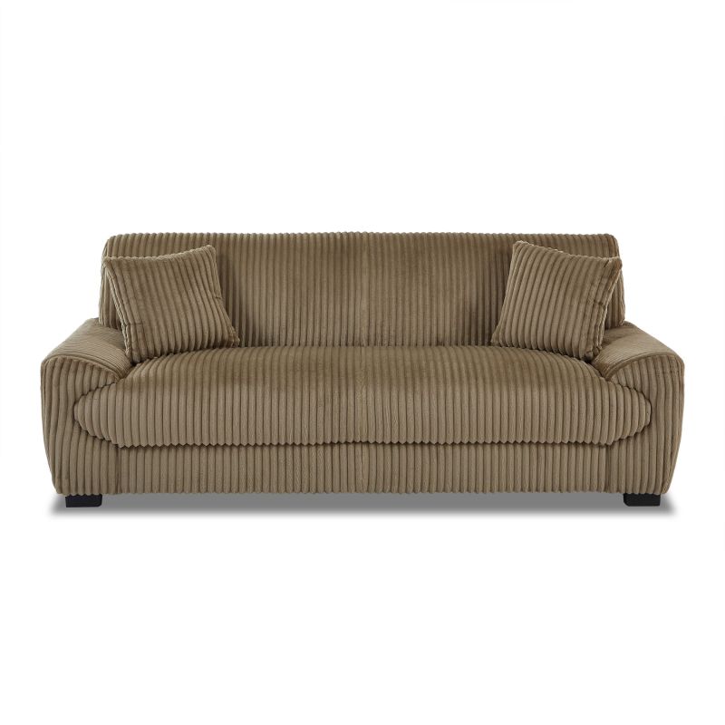 Ensemble canapé droit fixe 3 places + fauteuil 1 place ADEA velours côtelé marron