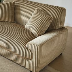 Ensemble canapés droits fixes 3+2 places ADEA velours côtelé marron