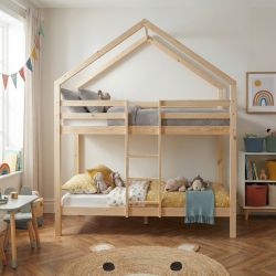 Lit cabane superposé TINY 90x190 pin naturel sommier inclus