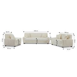 Ensemble canapé droit fixe 3 places + fauteuil 1 place ADEA velours côtelé beige
