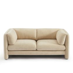 Canapé droit fixe NIKKI 2 places velours texturé beige
